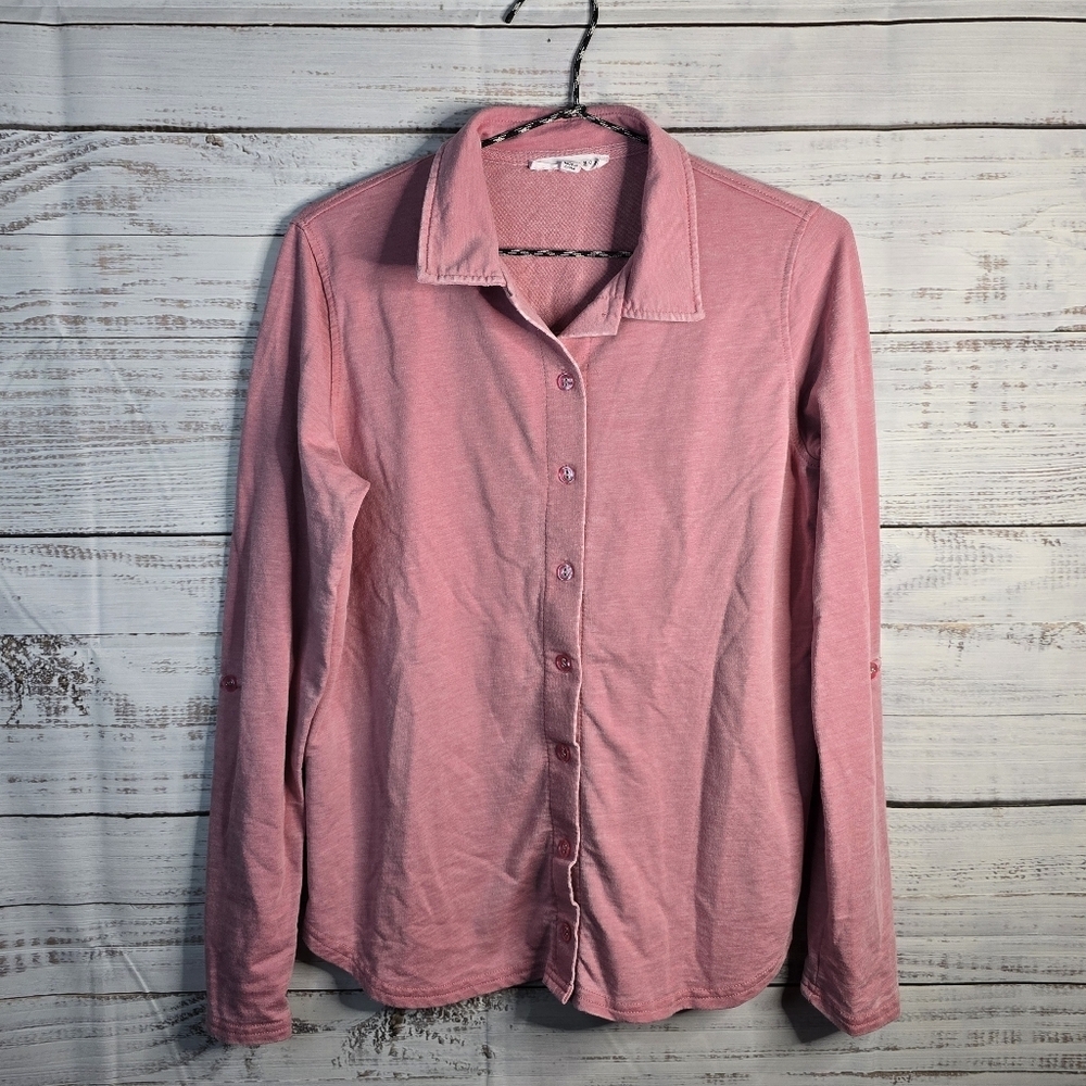 Jane And Delancey Womens Pink Cotton Button-down Longsleeve Shirt Small